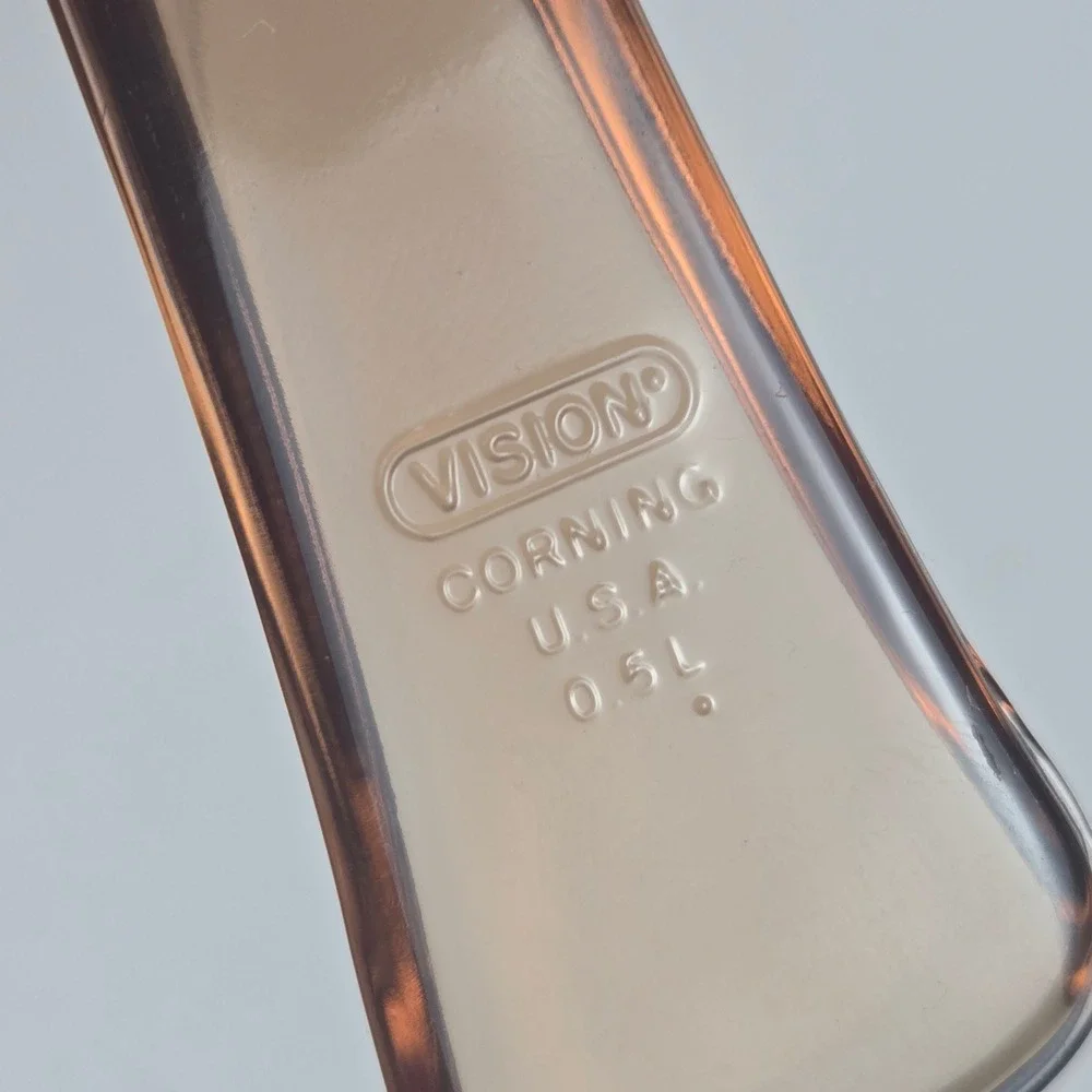 Vtg Pyrex Corning Vision Ware Amber Glass 0.5 Liter Sauce Pan w Lid‎ P-81-C USA